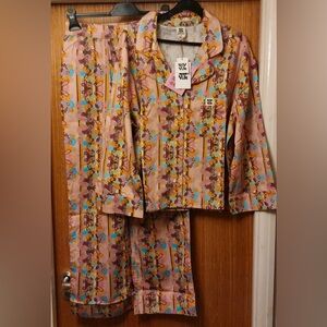 Lucy & Yak Cotton Pyjamas Set in Saffy Print - Saffy / M (UK 12-14)